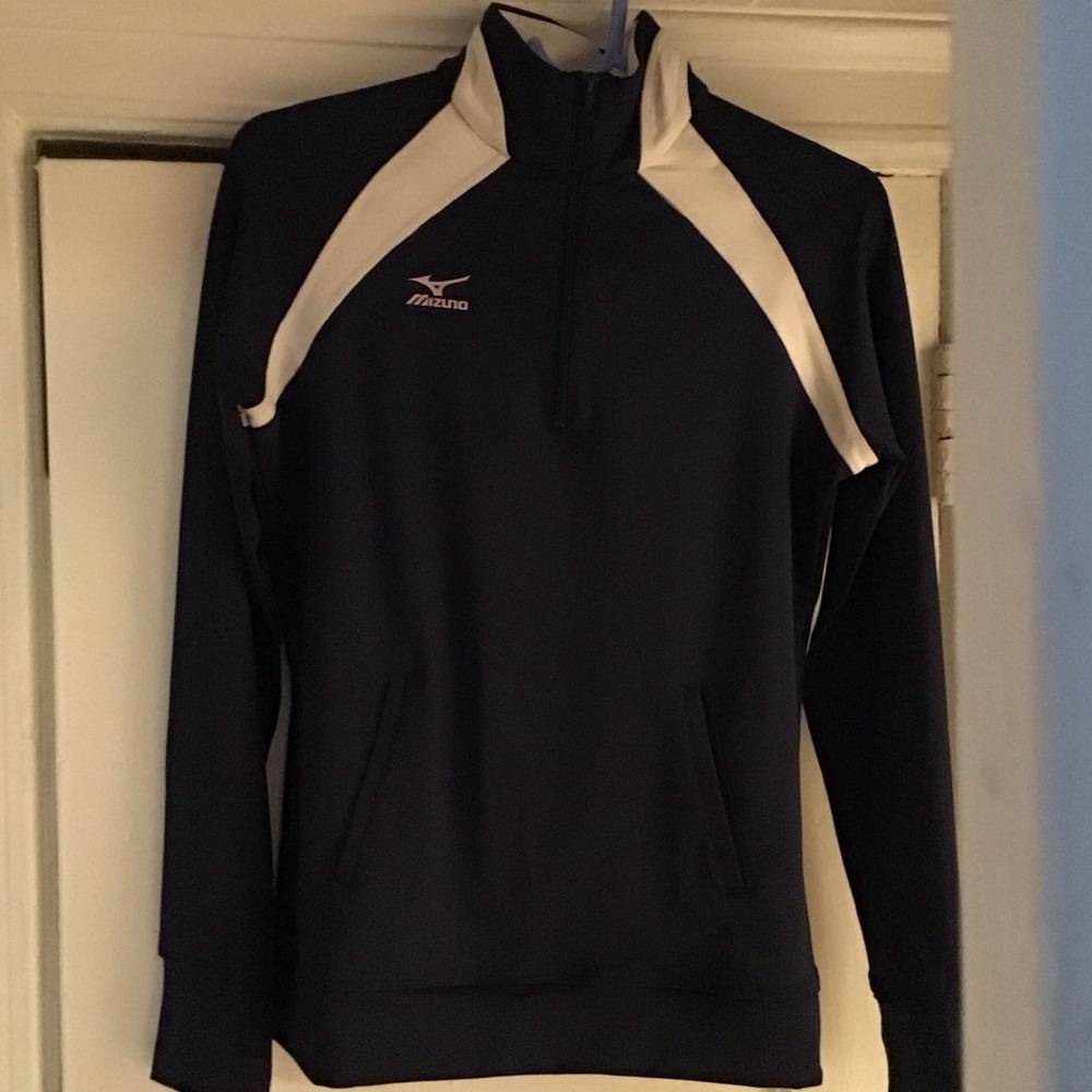 Mizuno Dark Blue and White Half-Zip Top